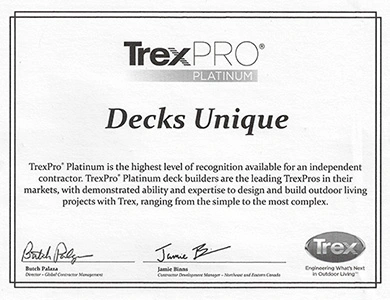 Trex Platinum Installer - Decks Unique
